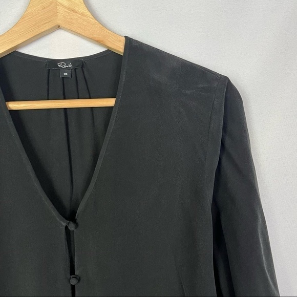 Rails Beaux Black Button Down Silk Long Sleeve Blouse XS $188 - Picture 3 of 4